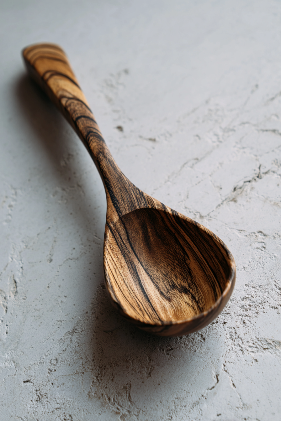 Hand-Carved Zebrawood Serving Spoon / Scoop