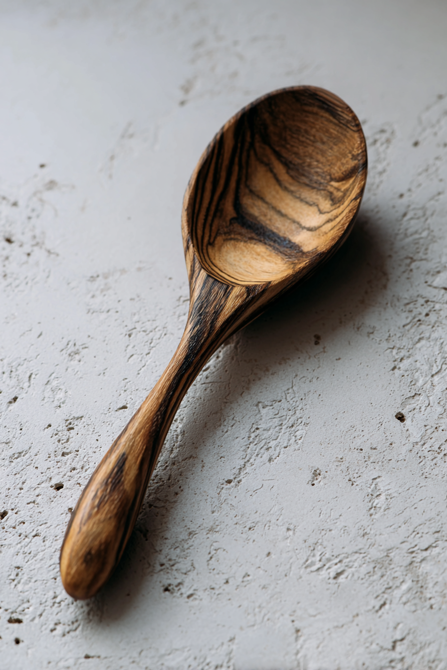 Hand-Carved Zebrawood Serving Spoon / Scoop